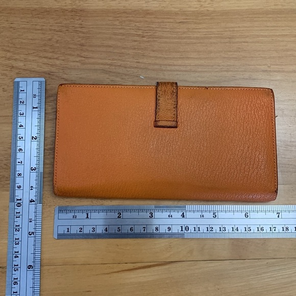 Hermès Bearn Soufflet Wallet Orange Epsom Leather Vintage FAIR CONDITION - Picture 3 of 15